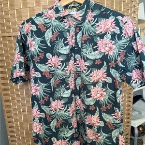 Denim & Flower Black and Pink Casual Button Down Shirt